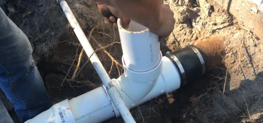 Sewer line replacement new PVC pipe Simpsonville SC