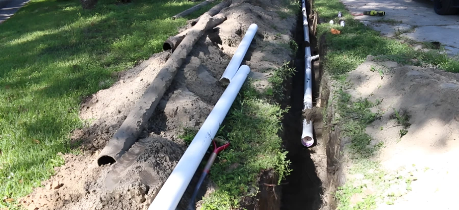 Sewer line replacement completed trench PVC Simpsonville SC
