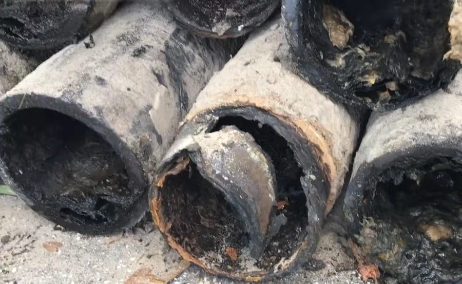Failed clay sewer pipes removed Simpsonville SC replacement
