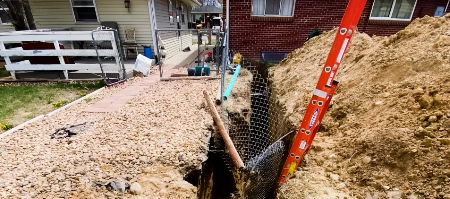 Trenchless sewer repair excavation access point Simpsonville SC